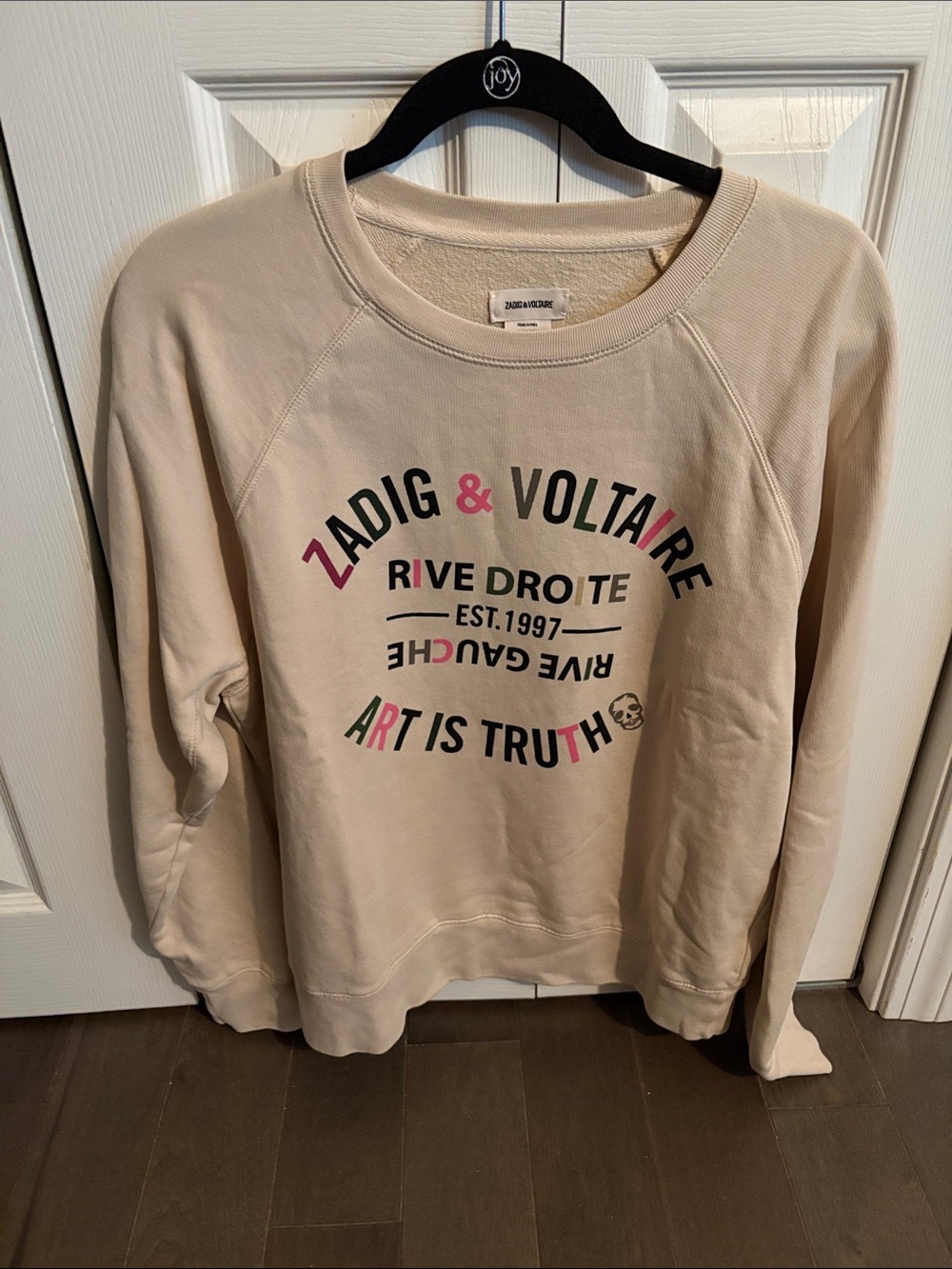 Zadig & Voltaire Cream Crewneck Sweatshirt with Multicolor Logo